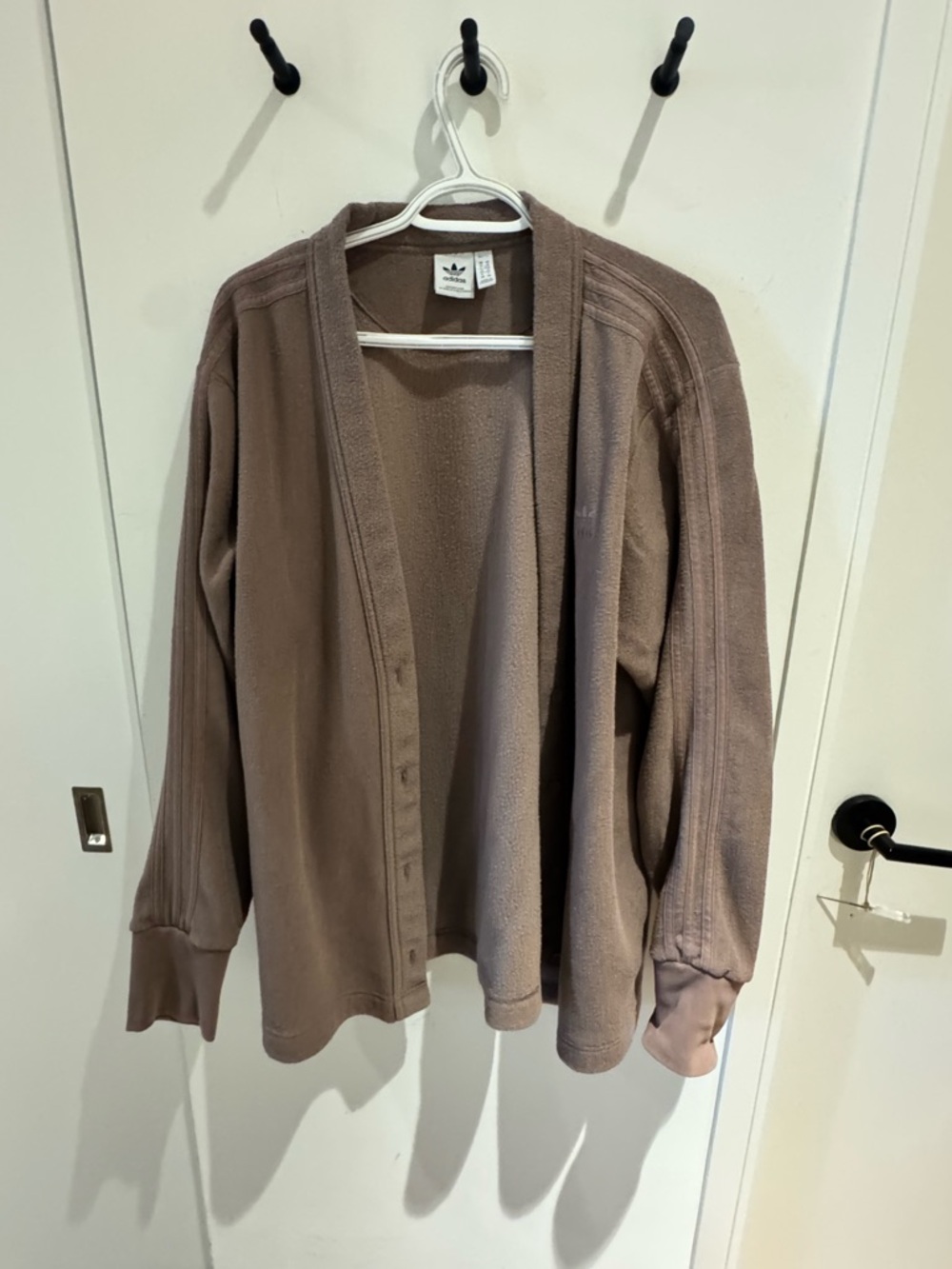 Adidas Taupe Fleece Cardigan Jacket sz M